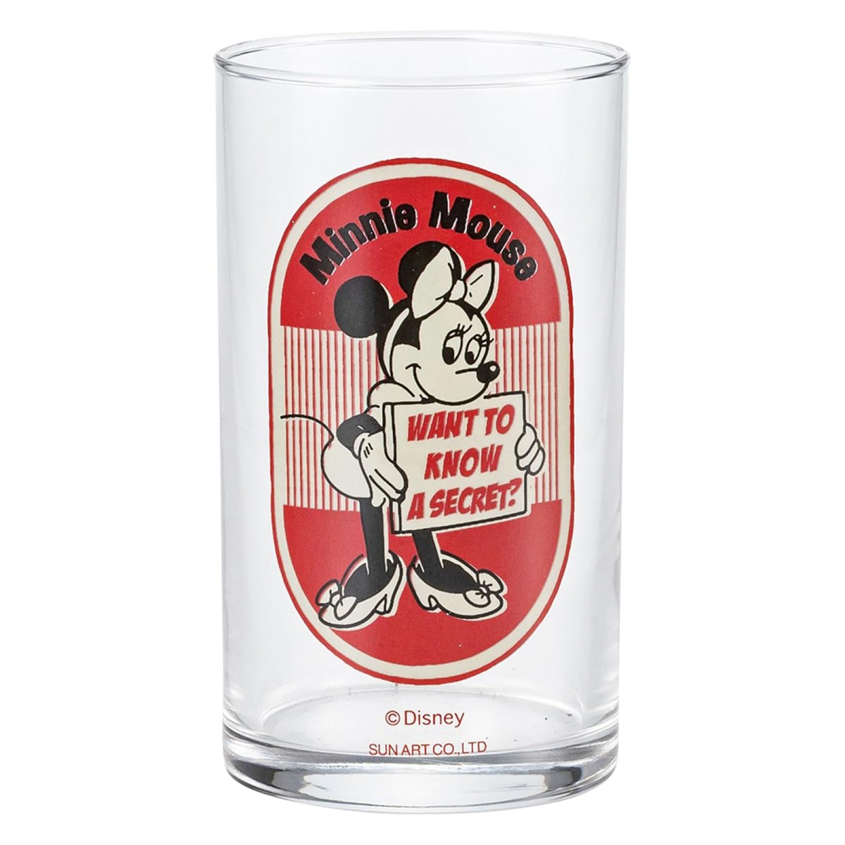 画像1: サンアート ディズニー ミニーマウス グラス タンブラー 約１６０ｍｌ ＷＡＮＴ ＴＯ ＫＮＯＷ Ａ ＳＥＣＲＥＴ 日本製 ＳＡＮ４０３８?４ (1)