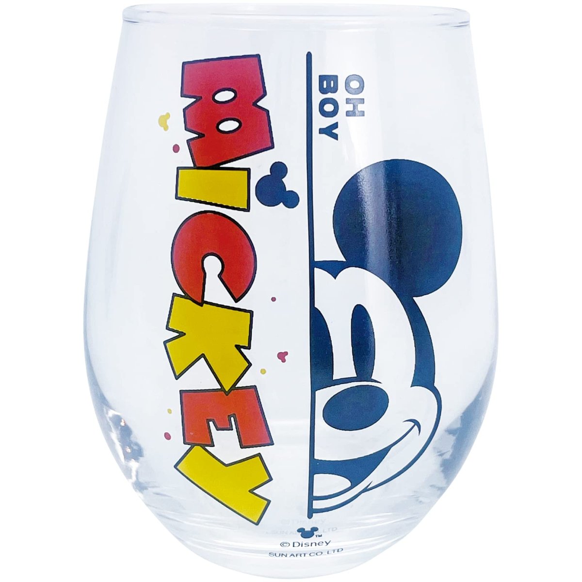 画像1: サンアート ディズニー ミッキーマウス 丸型 グラスタンブラー 約３３０ｍｌ フェイス グッズ 雑貨 食器 日本製 ＳＡＮ４０４４?１ (1)