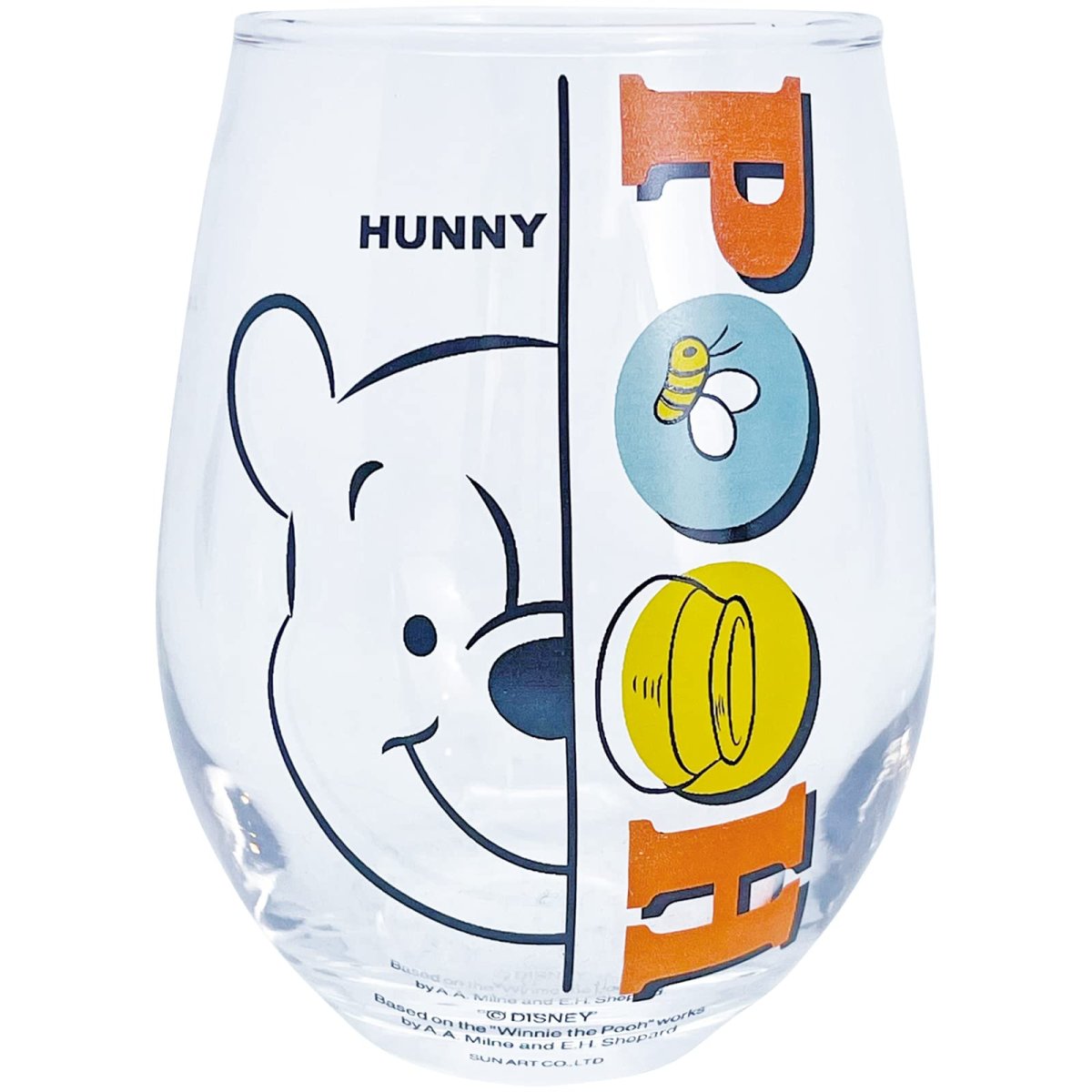 画像1: ディズニー 「 くまのプーさん 」 丸型 グラスタンブラー 約３３０ｍｌ フェイス プーさん グッズ 雑貨 食器 ガラス 日本製 ＳＡＮ４０４４?４ (1)