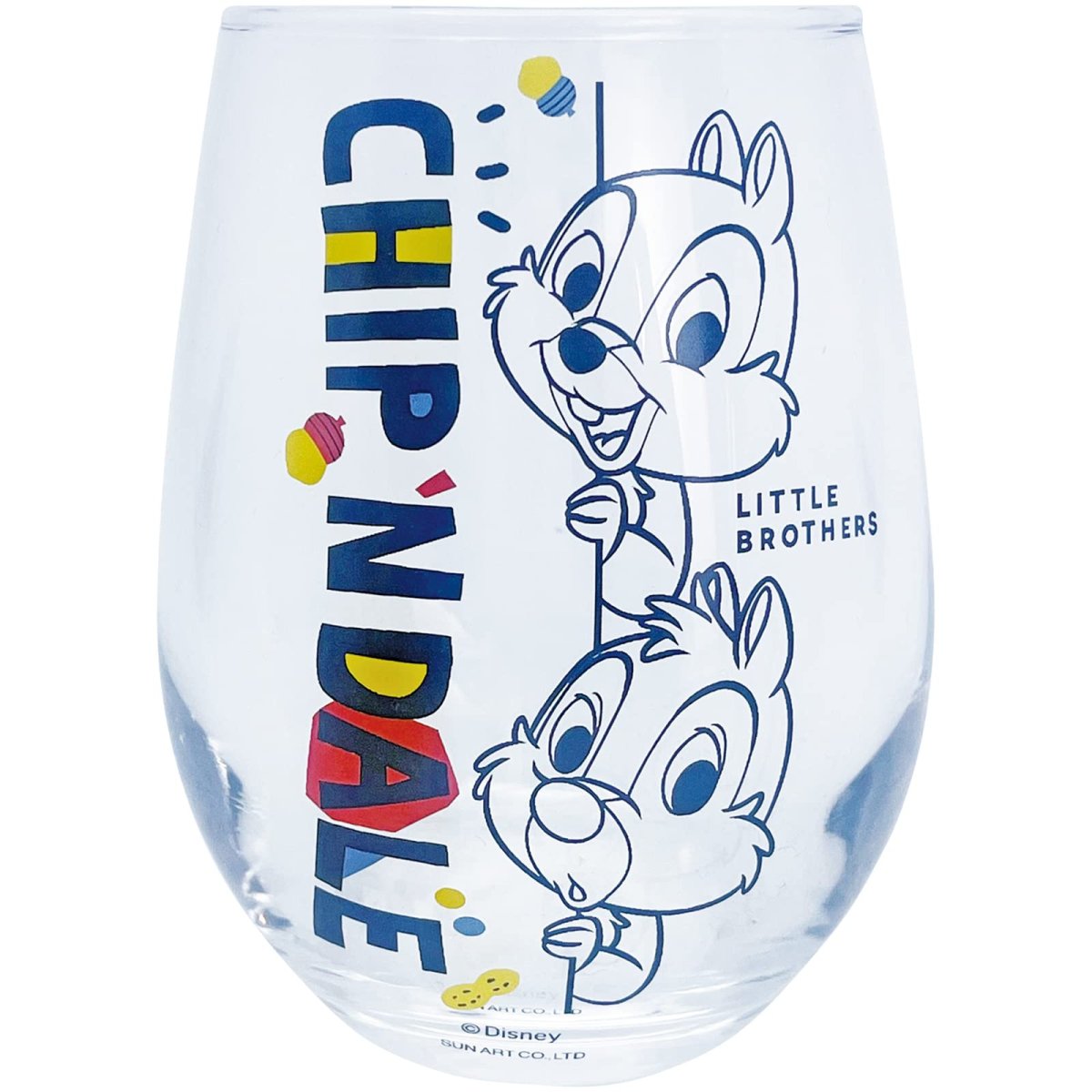 画像1: サンアート ディズニー 「 チップとデール 」 丸型 グラスタンブラー 約３３０ｍｌ フェイス チップ デール グッズ 雑貨 食器 ガラス 日本製 ＳＡＮ４０４４?５ (1)