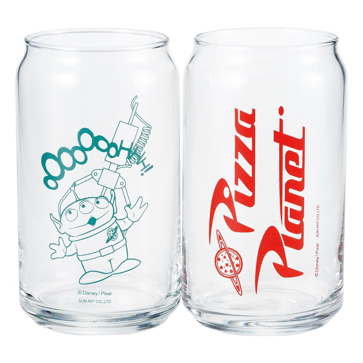 画像1: サンアート ディズニー ピクサー 「 トイ・ストーリー 」 エイリアン グラス ペア 缶型グラス ピザプラネット 約３６０ｍｌ 日本製 ＳＡＮ４０６５ (1)