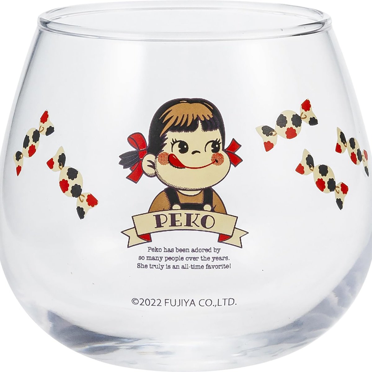 画像1: サンアート 不二家 ペコちゃん Ｐｅｋｏ ゆらゆらタンブラー グラス 約２９０ｍｌ レトロペコちゃん 日本製 ＳＡＮ４１１５ (1)