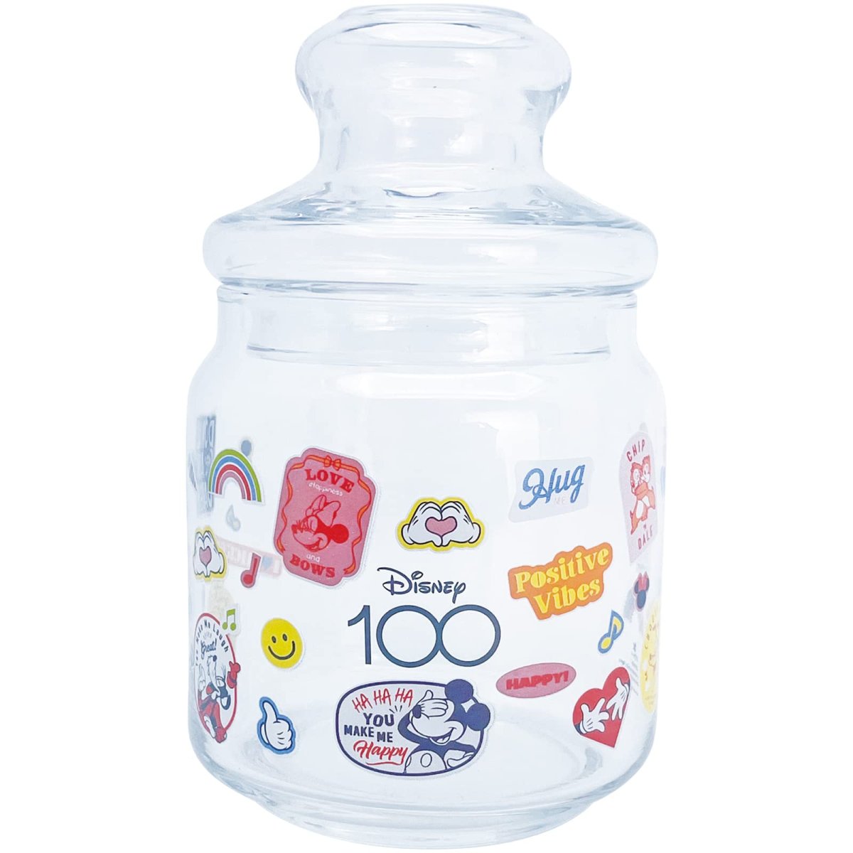 画像1: サンアート ウォルト ディズニー カンパニー 創立１００周年 Ｄ１００ ガラス 保存容器 キャニスター キャラクターズ 約５００ｍｌ 食器 グッズ 雑貨 プレゼント ギフト 誕生日プレゼント 日本製 ＳＡＮ４１８９?１ (1)