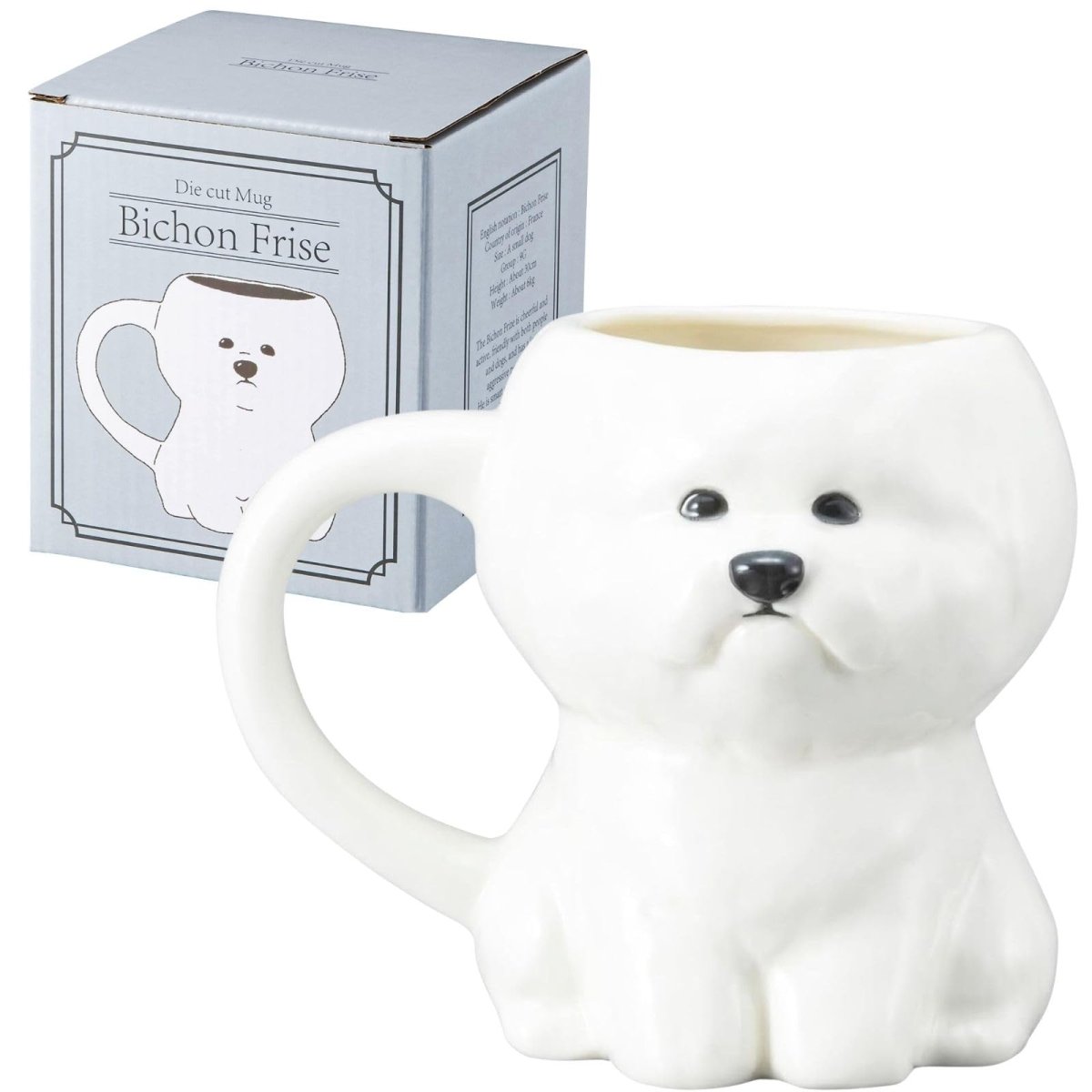 画像1: かわいい食器 マグカップ ビションフリーゼ ダイカット 動物 食器 犬 約３４０ｍｌ (1)