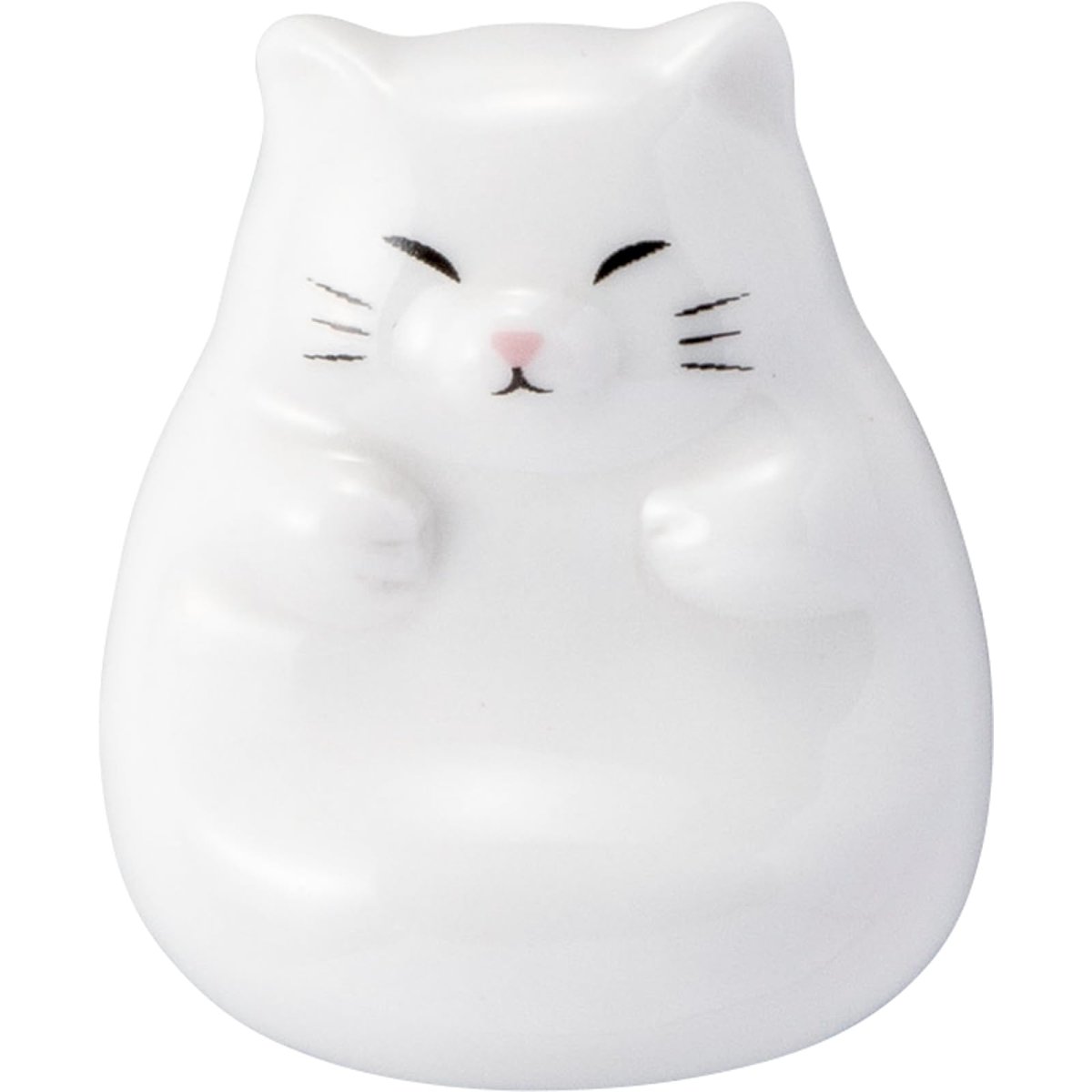 画像1: かわいい食器 「 おなかぽってりアニマル 」 ねこさんの 箸置き 約３×４ｃｍ 動物 雑貨 猫 グッズ 人間用 食器 白 ｓａｎ４２４３?４ (1)