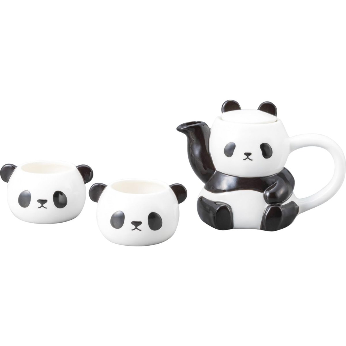 画像1: かわいい食器 ティーポット ＆ ティーカップ セット パンダ親子 食器 約４００ｍｌ・１４０ｍｌ ＳＡＮ４２６３ (1)