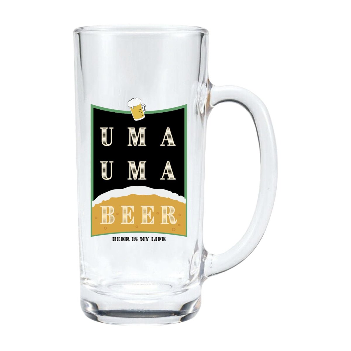 画像1: サンアート おもしろ食器 「 ＵＭＡＵＭＡ ＢＥＥＲグラス 」 ビールジョッキ 約３３０ｍｌ ジョッキグラス ビアグラス お酒好き プレゼント 男性 女性 お父さん 誕生日プレゼント 父の日プレゼント 雑貨 面白い 退職祝い 忘年会 日本製 ＳＡＮ４２６８ (1)