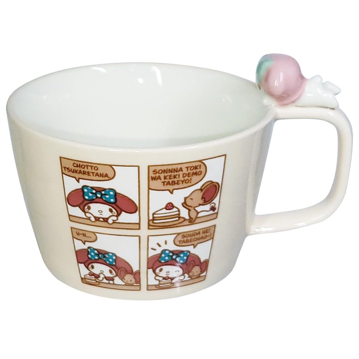 画像1: サンリオ （ＳＡＮＲＩＯ） マイメロディスープ カップ ４ｋｏｍａ マイメロ フィギュア付き サンリオ グッズ 食器 (1)