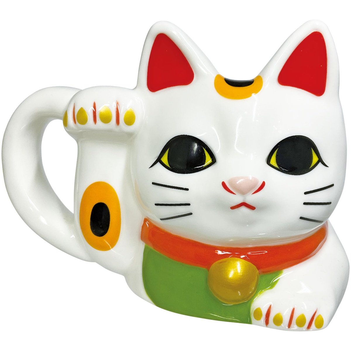 画像1: サンアート おもしろ食器 「 元祖 福福しい猫 」 招き猫 マグカップ 約１３×１０ｃｍ 忘年会 ビンゴ景品 パーティーグッズ 誕生日プレゼント 白 ＳＡＮ４４１１ (1)