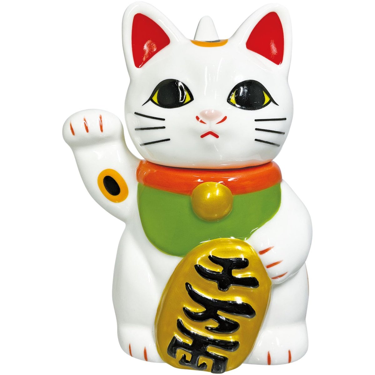 画像1: サンアート おもしろ食器 「 元祖 福福しい猫 」 招き猫 酒器セット とっくり＆おちょこ （各１個） 約９×１３ｃｍ 忘年会 ビンゴ景品 パーティーグッズ 誕生日プレゼント 白 ＳＡＮ４４１２ (1)