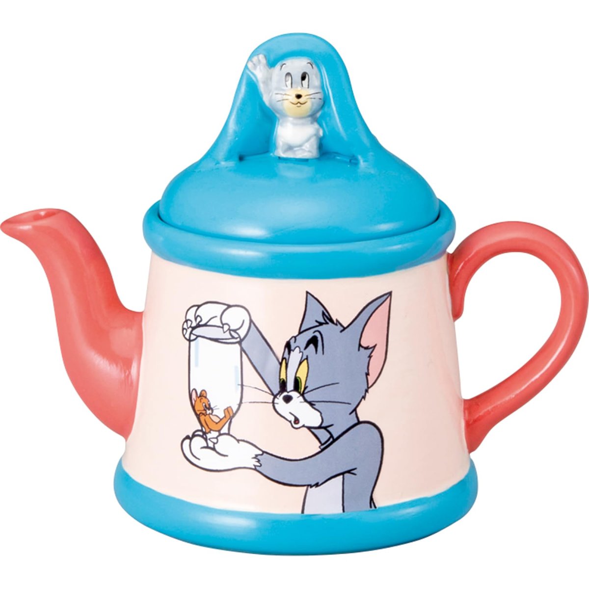 画像1: 「 トムとジェリー 」 ３Ｄ アニメシーン タフィー フィギュア付 ティーポット 約３５０ｍｌ 約１６×１３ｃｍ 食器 トムジェリ グッズ 雑貨 ピンク＆ブルー ＳＡＮ４５０８ (1)