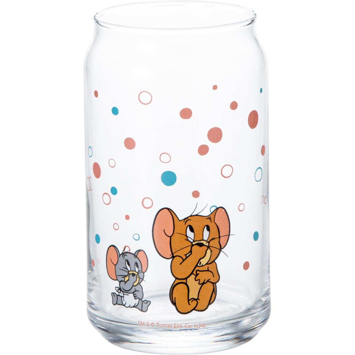 画像1: 「 トムとジェリー 」 アニメシーン タフィー 缶型グラス ジュースグラス 約３６０ｍｌ 約径７×１３ｃｍ 食器 トムジェリ グッズ 雑貨 ピンク＆ブルー 日本製 ＳＡＮ４５１１ (1)
