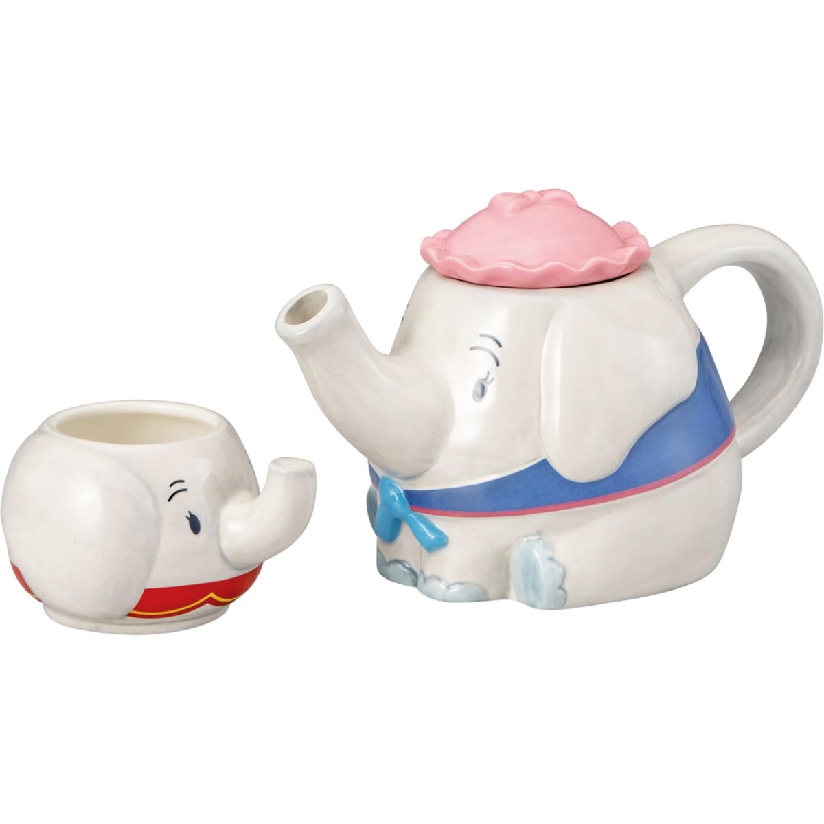 画像1: ディズニー 「 ダンボ 」 親子象 ティーポット ＆ ティーカップ 食器セット ポット：２０×１１ｃｍ 約５００ｍｌ カップ：８×６ｃｍ 約１５０ｍｌ 雑貨 食器 グッズ 誕生日プレゼント グレー ＳＡＮ４５２６ (1)