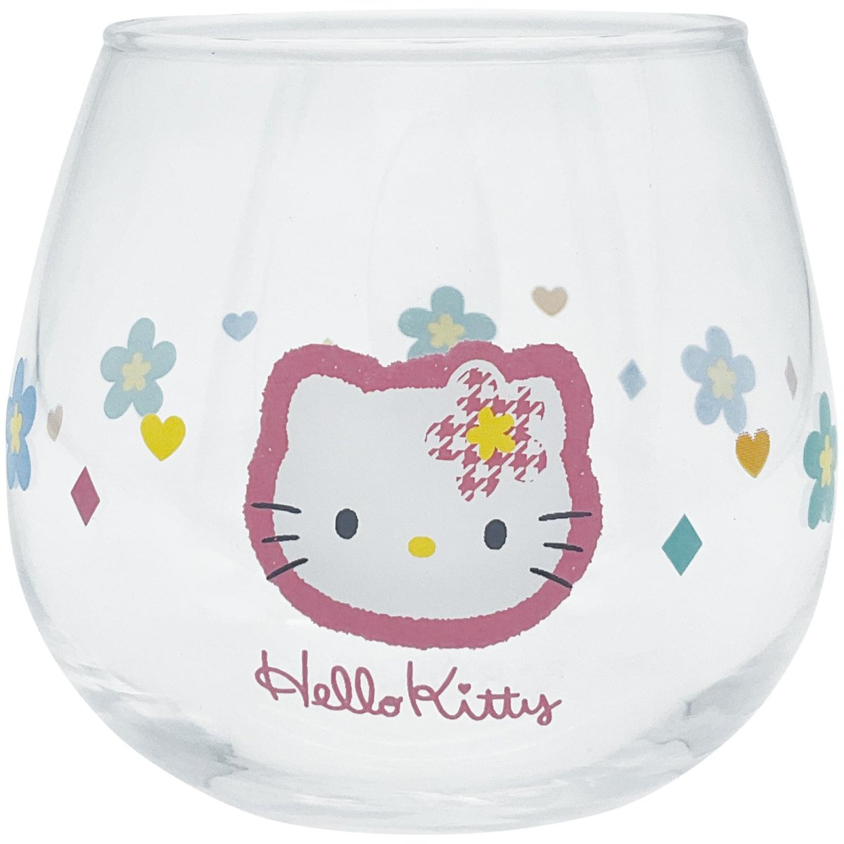 画像1: サンリオ （ｓａｎｒｉｏ） 「 カオハナ ハローキティ 」 レトロ ゆらゆらタンブラー グラス 約２９０ｍｌ 約９×８ｃｍ キャラクターズ 食器 キティ グッズ 雑貨 クリア 日本製 ｓａｎ４５４９?１ (1)