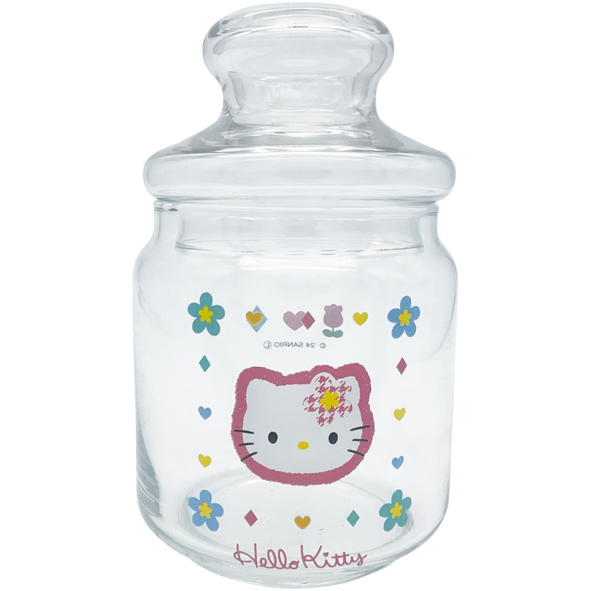 画像1: サンリオ （ｓａｎｒｉｏ） 「 カオハナ ハローキティ 」 レトロ キャンディポット 硝子キャニスター 保存容器 約５００ｍｌ 約９×１５ｃｍ キャラクターズ 食器 お菓子入れ キティ グッズ 雑貨 クリア 日本製 ｓａｎ４５５０?１ (1)