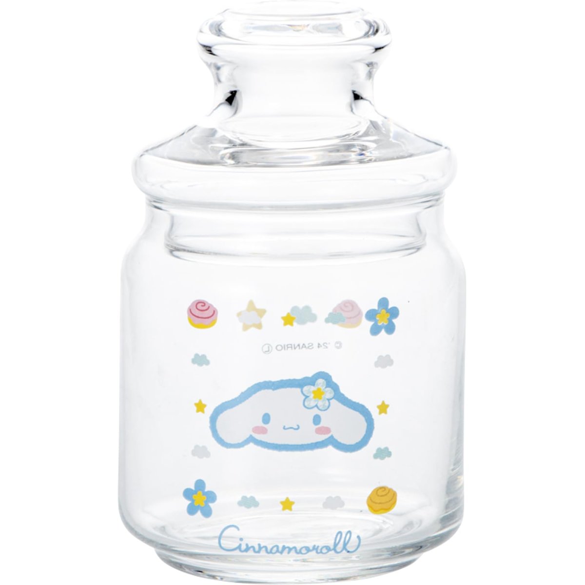 画像1: サンリオ （ｓａｎｒｉｏ） 「 カオハナ シナモロール 」 レトロ キャンディポット 硝子キャニスター 保存容器 約５００ｍｌ 約９×１５ｃｍ キャラクターズ 食器 お菓子入れ グッズ 雑貨 クリア 日本製 ｓａｎ４５５０?２ (1)