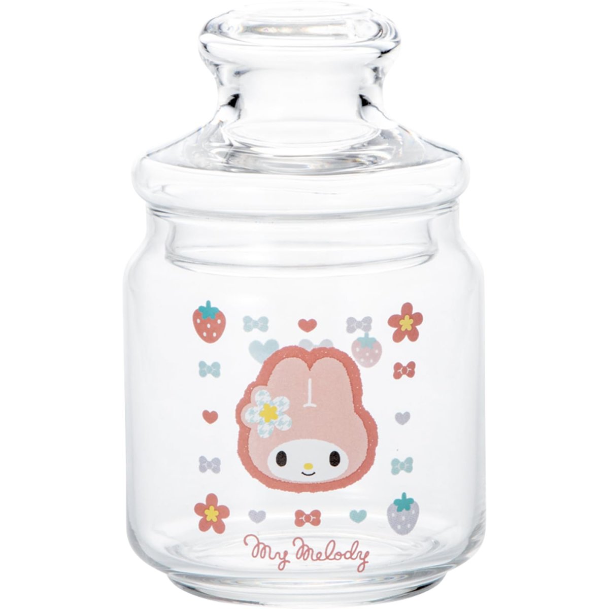 画像1: サンリオ （ｓａｎｒｉｏ） 「 カオハナ マイメロディ 」 レトロ キャンディポット 硝子キャニスター 保存容器 約５００ｍｌ 約９×１５ｃｍ キャラクターズ 食器 お菓子入れ マイメロ グッズ 雑貨 クリア 日本製 ｓａｎ４５５０?３ (1)