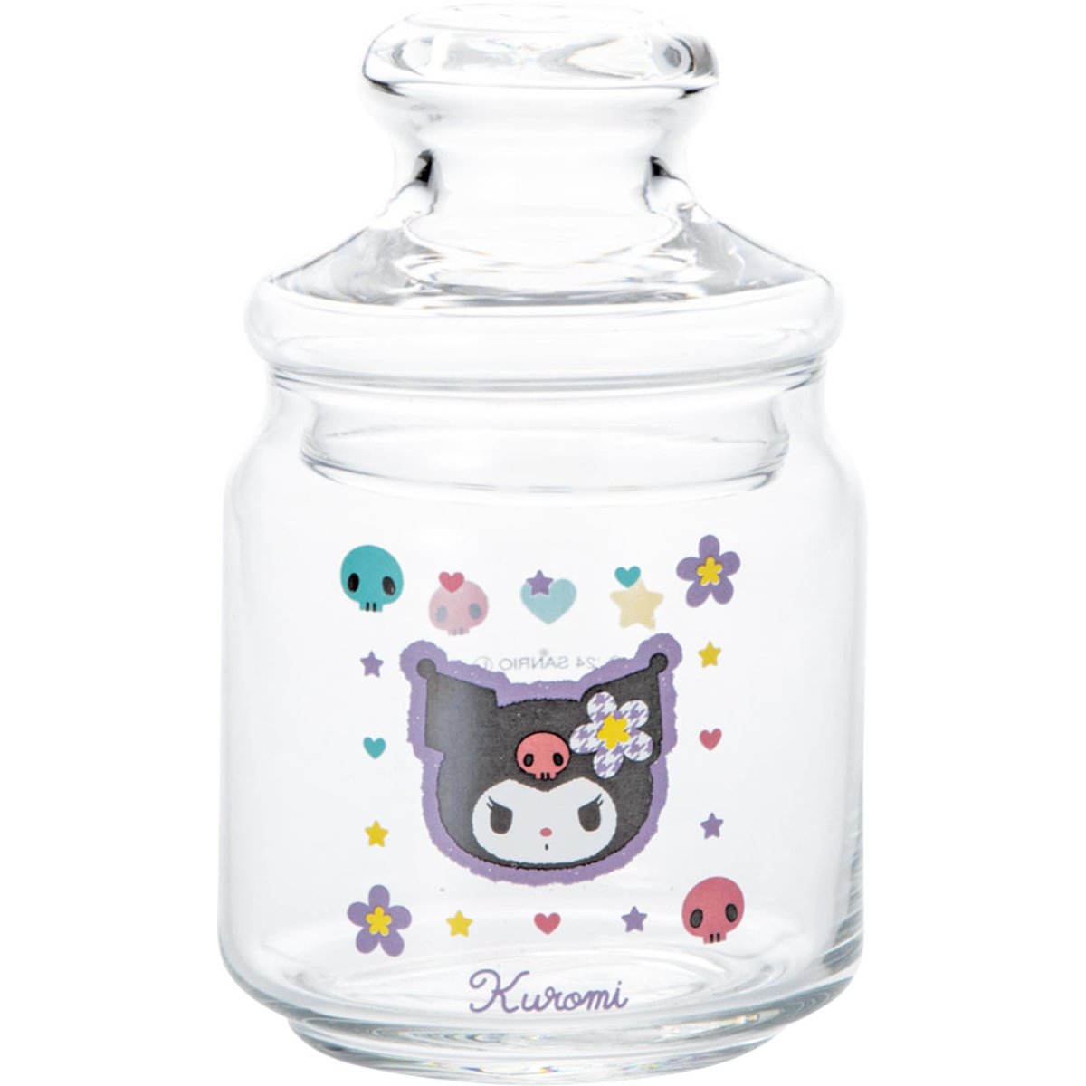 画像1: サンリオ （ＳＡＮＲＩＯ） 「 カオハナ クロミ 」 レトロ キャンディポット 硝子キャニスター 保存容器 約５００ｍｌ 約９×１５ｃｍ キャラクターズ 食器 お菓子入れ グッズ 雑貨 クリア 日本製 ＳＡＮ４５５０?４ (1)