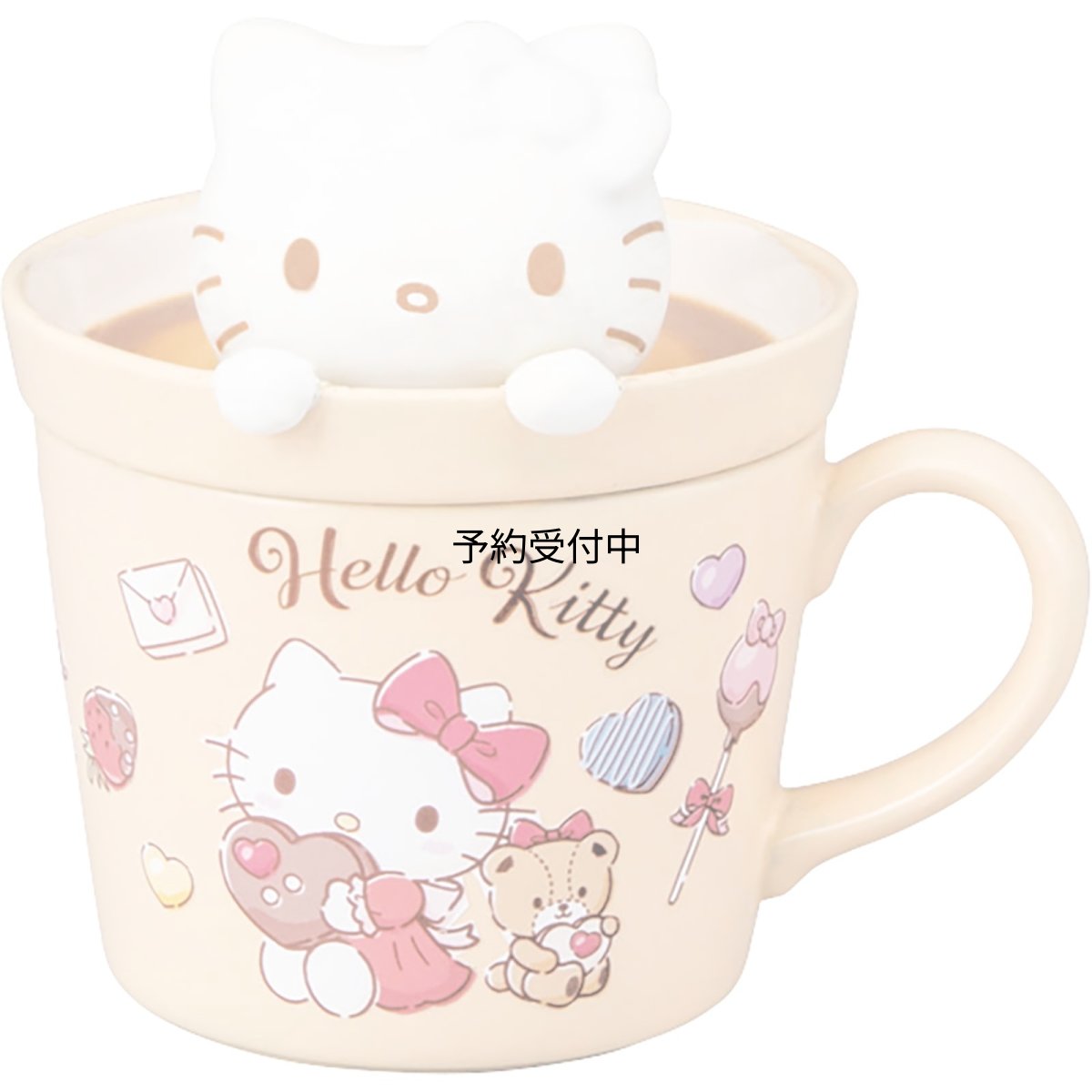 画像1: サンリオ （ＳＡＮＲＩＯ） 「 ラテアート ハローキティ 」 立体 蓋付き マグカップ 約２３０ｍｌ 約１２×１３ｃｍ キャラクターズ 食器 キティ グッズ 雑貨 ピンク ＳＡＮ４５５１?１ (1)