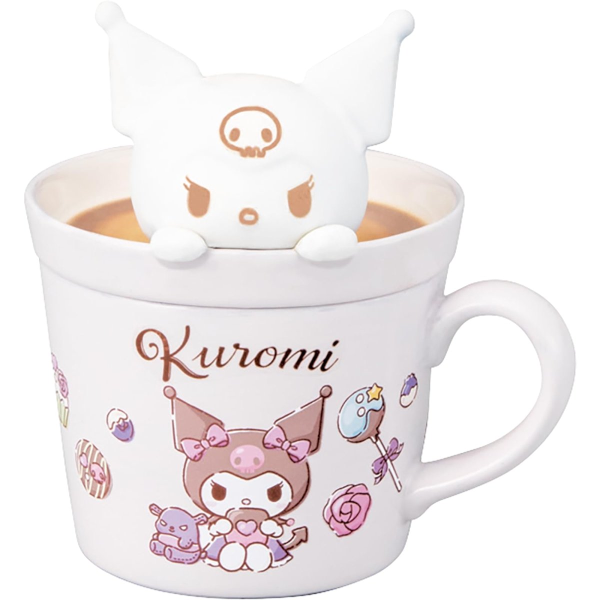 画像1: サンリオ （ｓａｎｒｉｏ） 「 ラテアート クロミ 」 立体 蓋付き マグカップ 約２３０ｍｌ 約１２×１３ｃｍ キャラクターズ 食器 グッズ 雑貨 パープル ｓａｎ４５５１?４ (1)