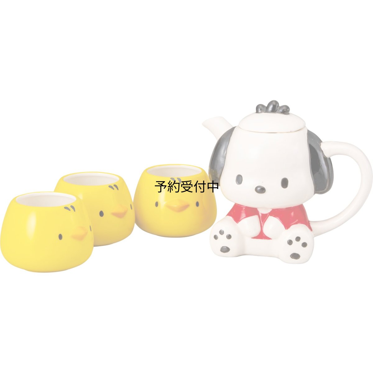 画像1: サンリオ （ＳＡＮＲＩＯ） 「 ポチャッコ と ピーちゃんズ３姉妹 」 ティーポット 約４００ｍｌ １個 ＆ ティーカップ 約１６０ｍｌ ３個 食器セット 食器 グッズ 雑貨 誕生日プレゼント ＳＡＮ４５５７ (1)