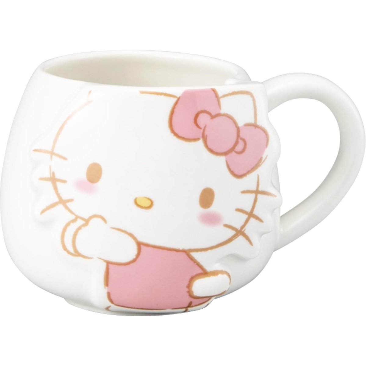 画像1: サンリオ （ｓａｎｒｉｏ） 「 しっぽ ハローキティ 」 コロンと丸い フェイス マグカップ 約４００ｍｌ 約１３×９ｃｍ キャラクターズ 食器 キティ グッズ 雑貨 誕生日プレゼント ｓａｎ４５６１?１ (1)