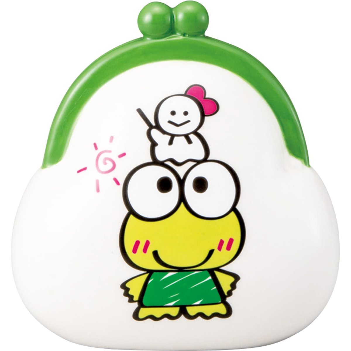 画像1: サンリオ （ｓａｎｒｉｏ） 「 けろけろけろっぴ 」 貯金箱 がまぐち お財布型 約１１×６ｃｍ キャラクターズ 文具 けろっぴ グッズ 雑貨 白 ｓａｎ４５６３?４ (1)