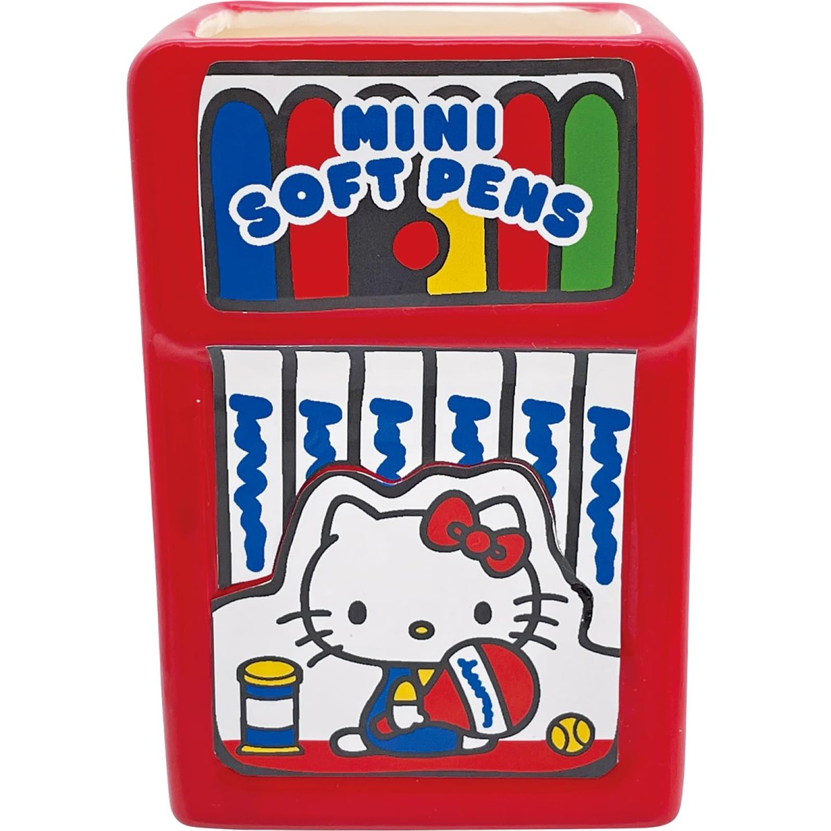 画像1: サンリオ （ＳＡＮＲＩＯ） 「 ハローキティ 」 レトロポップ ペン立て 約６．５×５×１０ｃｍ ペンスタンド キャラクターズ 文具 キティ グッズ 雑貨 ステーショナリー 赤 ＳＡＮ４５６４ (1)