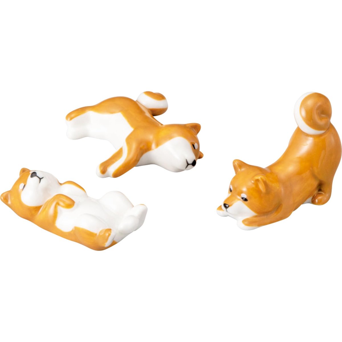 画像1: かわいい食器 「 しばいぬな毎日 」 柴犬（３人分セット） 箸置き 約６×４ｃｍ 動物 雑貨 犬 グッズ 人間用 食器 白 ＳＡＮ４５７３ (1)