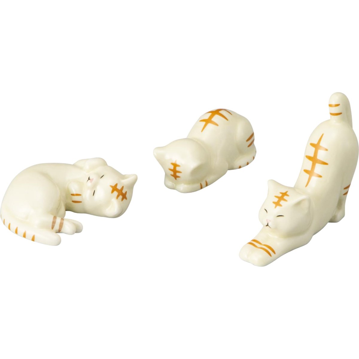 画像1: かわいい食器 「 とらねこな毎日 」 トラ猫（３人分セット） 箸置き 約６×４ｃｍ 動物 雑貨 猫 グッズ 人間用 食器 白 ＳＡＮ４５７４ (1)