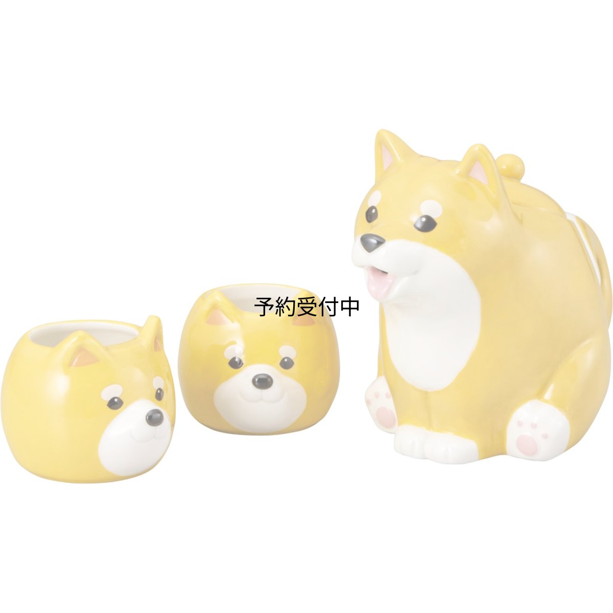画像1: かわいい食器 「 柴犬親子 ティーセット 」 ティーポット ＆ ティーカップ ２個 ポット：１８×１４ｃｍ ５００ｃｃ カップ：９×７ｃｍ １５０ｃｃ 犬好き 雑貨 グッズ 茶色 ｓａｎ４５７６ (1)