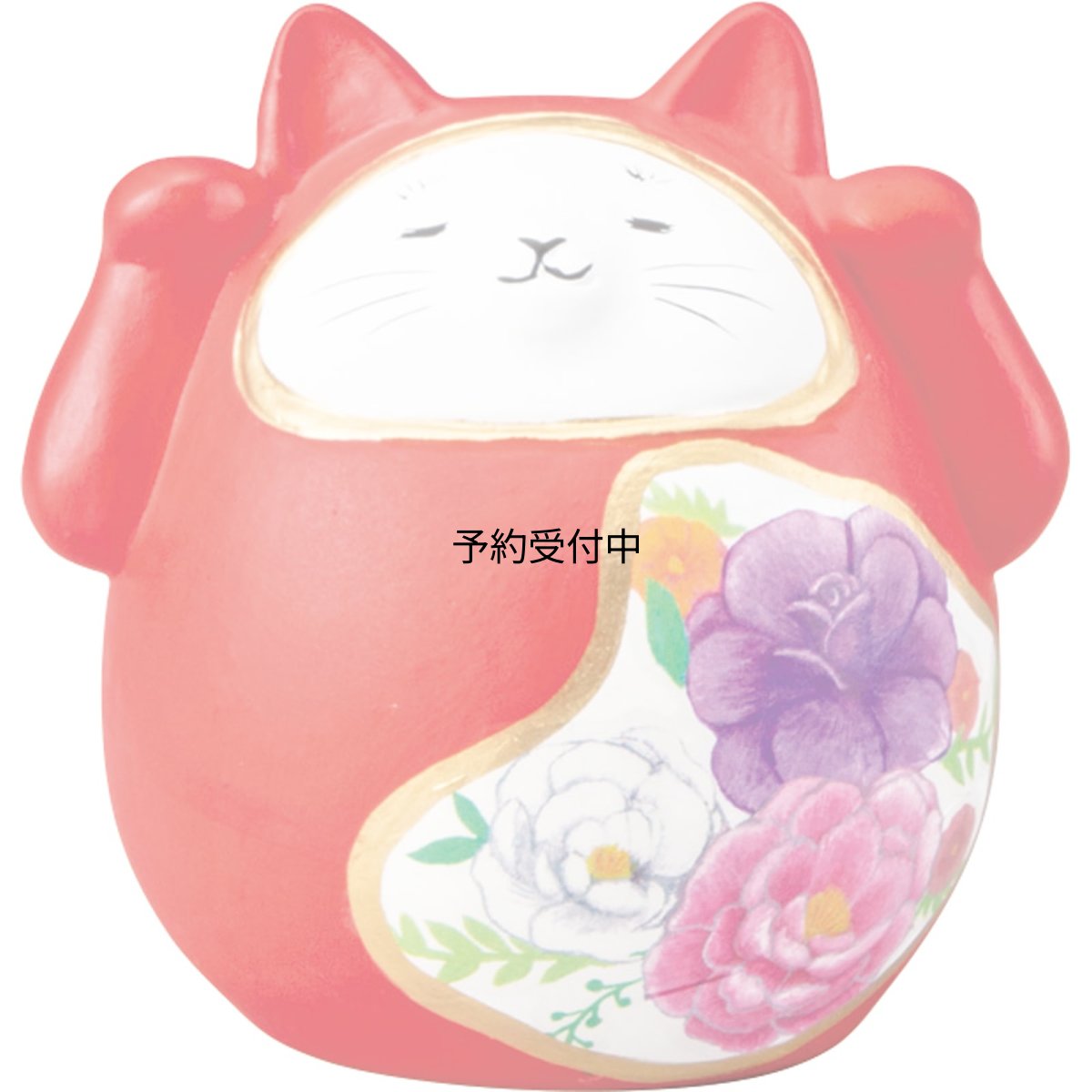 画像1: かわいい雑貨 「 歌舞伎ねこ 」 コロンと手乗り ねこだるま 約８×１０ｃｍ 和雑貨 日本 ギフト コンシェル 猫 グッズ 赤 日本製 ｓａｎ４５７７?２ (1)