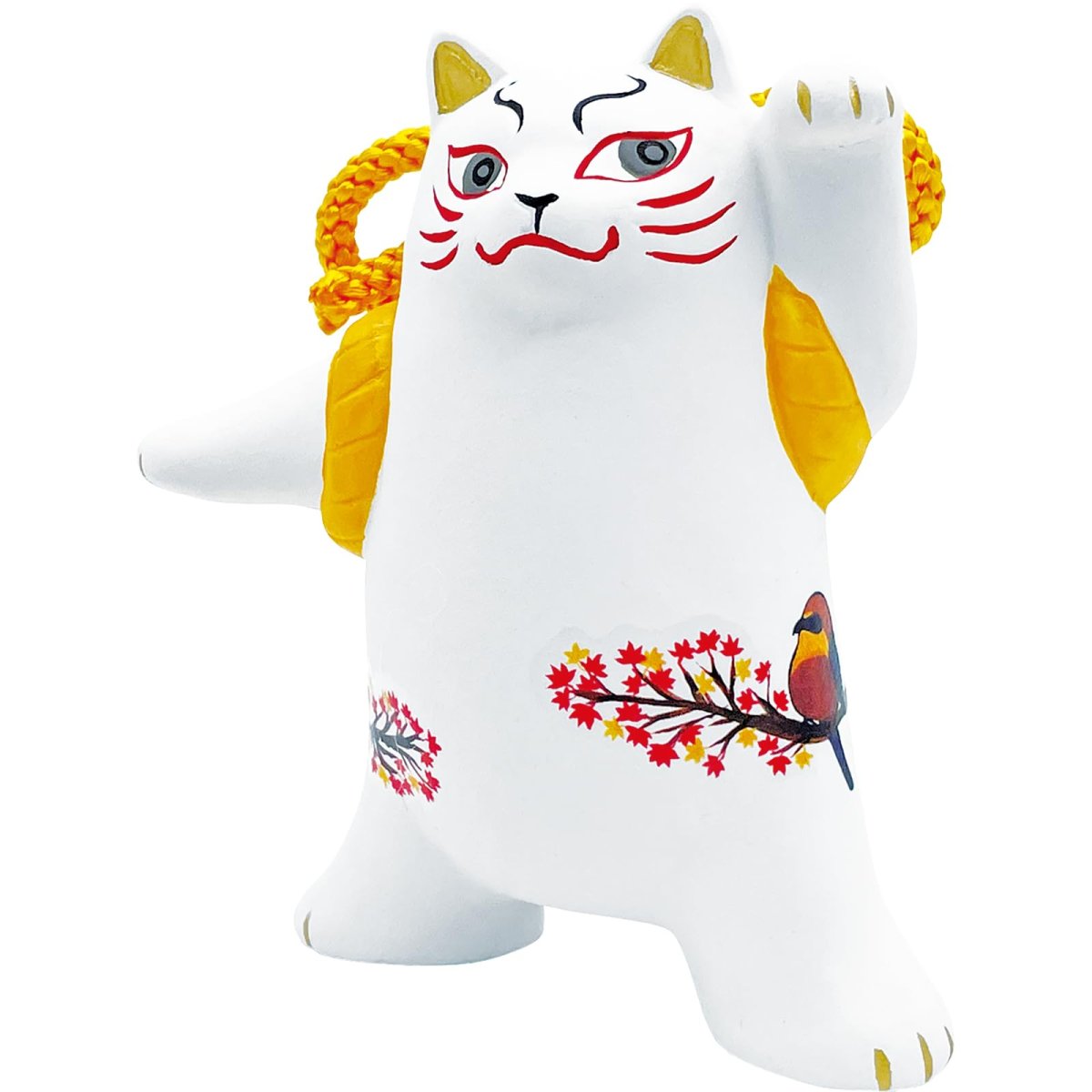 画像1: かわいい雑貨 「 歌舞伎ねこ 」 春鳥 メジロ× ねこ 置き物 約９×１１ｃｍ 和雑貨 日本 ギフト コンシェル 猫 グッズ 白 日本製 ｓａｎ４５８０?１ (1)