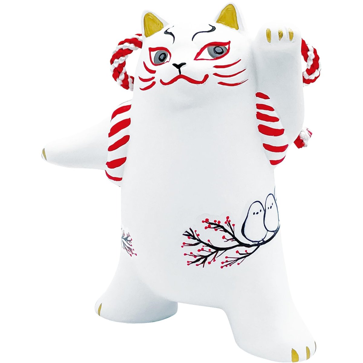 画像1: かわいい雑貨 「 歌舞伎ねこ 」 冬鳥 シマエナガ× ねこ 置き物 約９×１１ｃｍ 和雑貨 日本 ギフト コンシェル 猫 グッズ 白 日本製 ｓａｎ４５８０?４ (1)