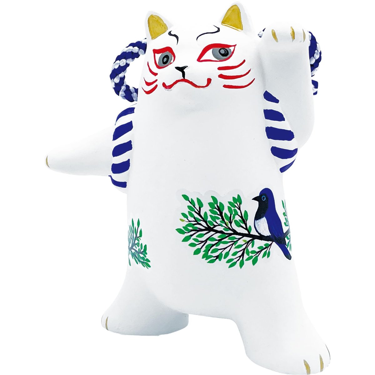画像1: かわいい雑貨 「 歌舞伎ねこ 」 秋鳥 モズ× ねこ 置き物 約９×１１ｃｍ 和雑貨 日本 ギフト コンシェル 猫 グッズ 白 日本製 ｓａｎ４５８０?３ (1)