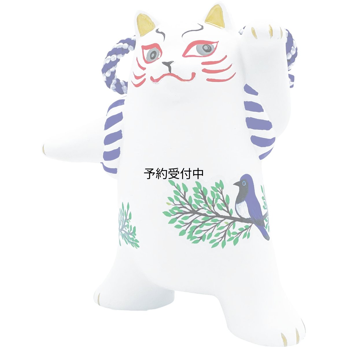 画像1: かわいい雑貨 「 歌舞伎ねこ 」 秋鳥 モズ× ねこ 置き物 約９×１１ｃｍ 和雑貨 日本 ギフト コンシェル 猫 グッズ 白 日本製 ｓａｎ４５８０?３ (1)
