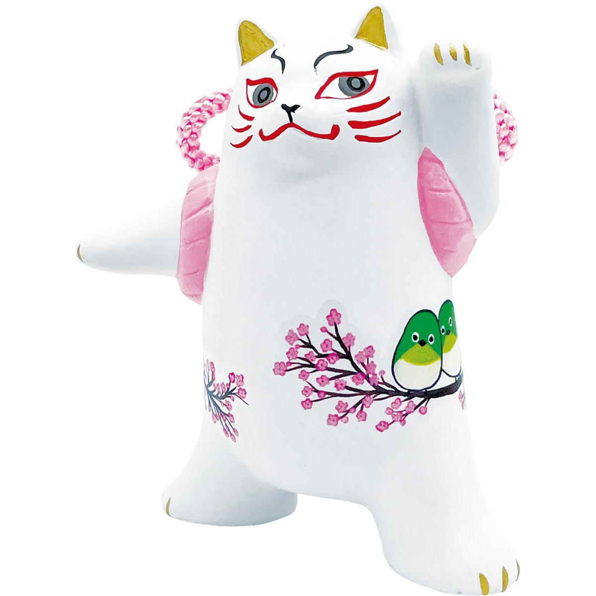 画像1: かわいい雑貨 「 歌舞伎ねこ 」 冬鳥 シマエナガ× ねこ 置き物 約９×１１ｃｍ 和雑貨 日本 ギフト コンシェル 猫 グッズ 白 日本製 ｓａｎ４５８０?４ (1)