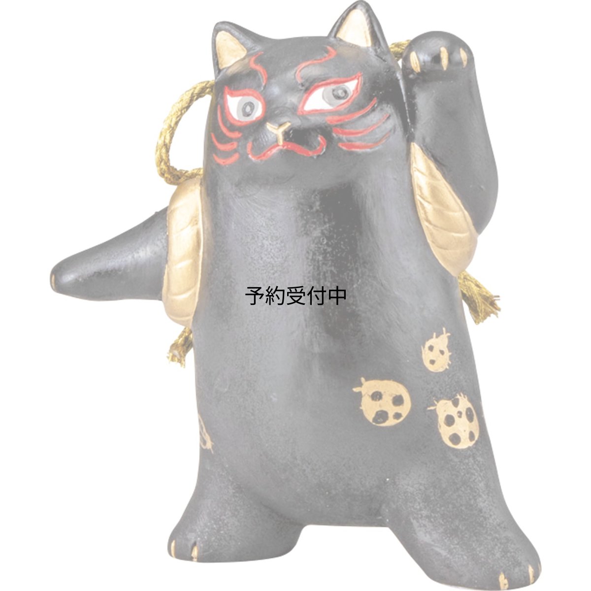 画像1: かわいい雑貨 「 歌舞伎ねこ 」 テントウムシ× ねこ 置き物 約９×１１ｃｍ 和雑貨 日本 ギフト コンシェル 猫 グッズ 黒 日本製 ｓａｎ４５８１?１ (1)
