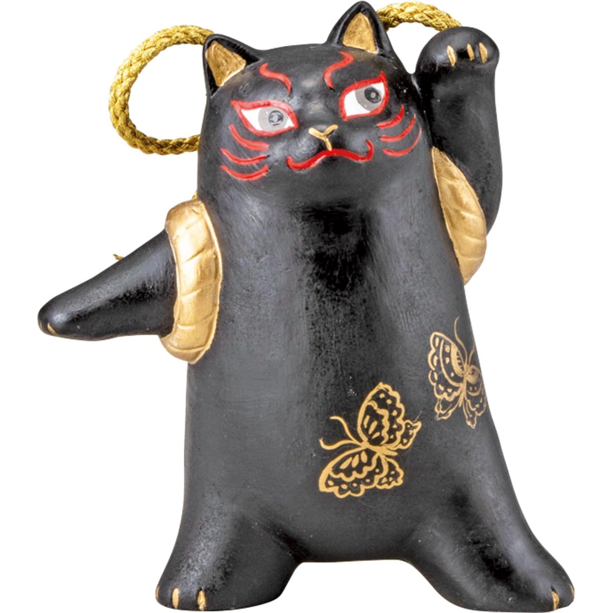 画像1: かわいい雑貨 「 歌舞伎ねこ 」 チョウチョ× ねこ 置き物 約９×１１ｃｍ 和雑貨 日本 ギフト コンシェル 猫 グッズ 黒 日本製 ｓａｎ４５８１?２ (1)