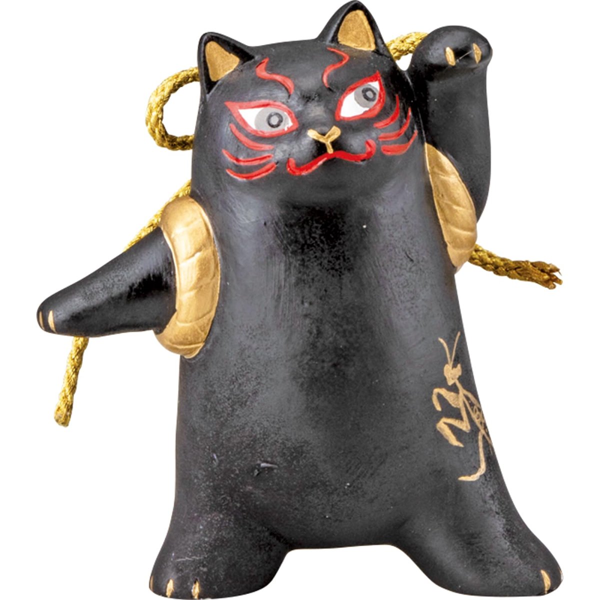 画像1: かわいい雑貨 「 歌舞伎ねこ 」 カマキリ× ねこ 置き物 約９×１１ｃｍ 和雑貨 日本 ギフト コンシェル 猫 グッズ 黒 日本製 ｓａｎ４５８１?３ (1)