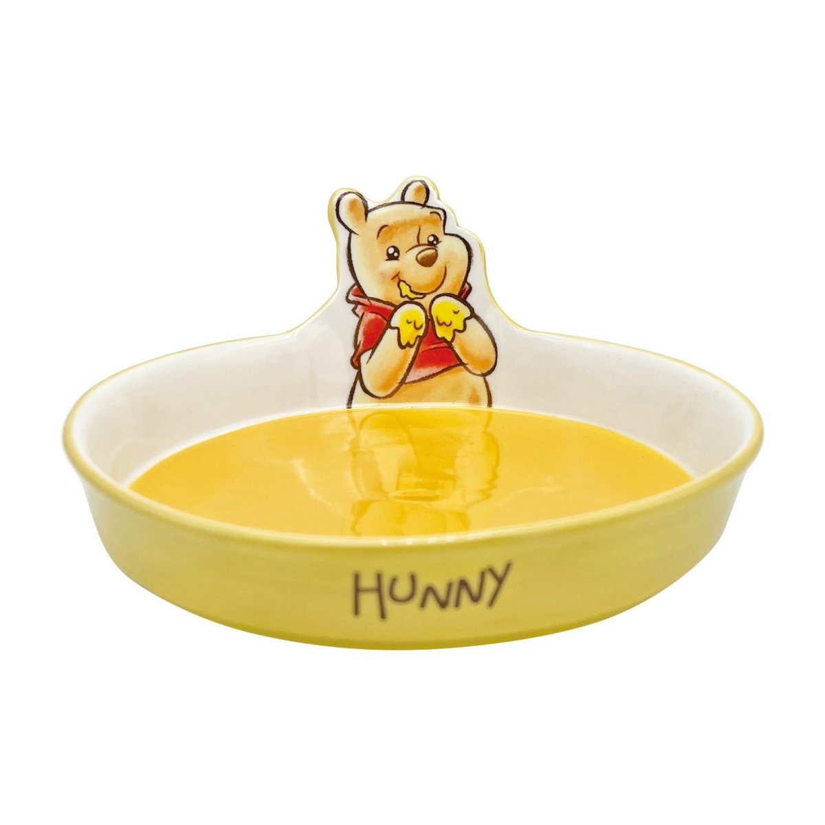 画像1: ディズニー「 くまのプーさん 」 カレー皿 シチュー皿 約径１６×深さ７ｃｍ はらぺこファニーフェイス プーさん 食器 雑貨 プーさん グッズ 誕生日プレゼント 黄色 ＳＡＮ４５９８ (1)