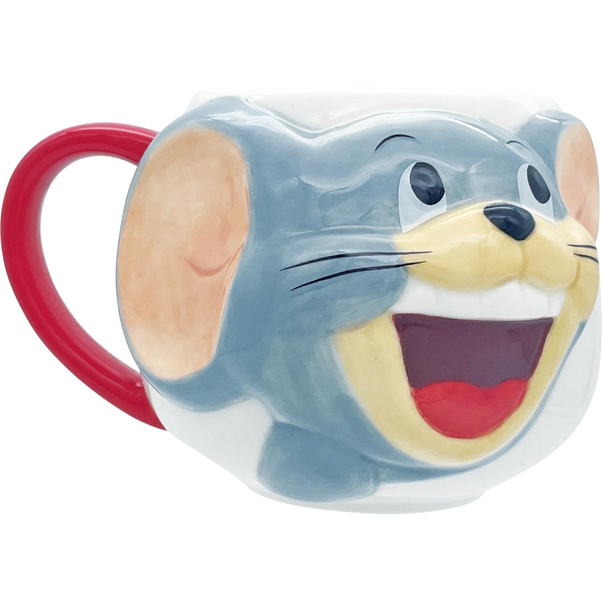 画像1: 「 トムとジェリー ８５ＹＥＡＲＳ」 コロンと丸い 立体フェイス マグカップ 大きめ 約径１２×９ｃｍ ３５０ｍｌ タフィー 食器 雑貨 トムジェリ グッズ 誕生日プレゼント 白 ＳＡＮ４６０１ (1)