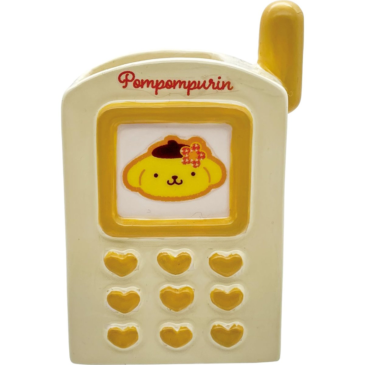 画像1: サンリオ （ＳＡＮＲＩＯ） 「 カオハナ ポムポムプリン 」 ガラケー型 ペン立て 約幅７×５×１１ｃｍ ペンスタンド キャラクターズ 文具 キティ グッズ 雑貨 ステーショナリー 黄色 ＳＡＮ４６５４?５ (1)