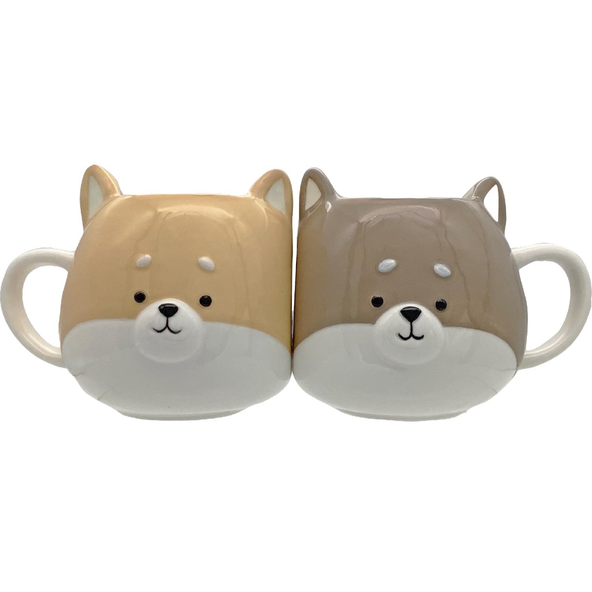画像1: かわいい食器 「 ニコイチ 」 コロンと丸い マグカップ ペア 大きめ 食器セット 約１３×１０ｃｍ ３９０ｍｌ 柴犬 食器 雑貨 犬 グッズ 人間用 誕生日プレゼント 白 ＳＡＮ４６７２ (1)