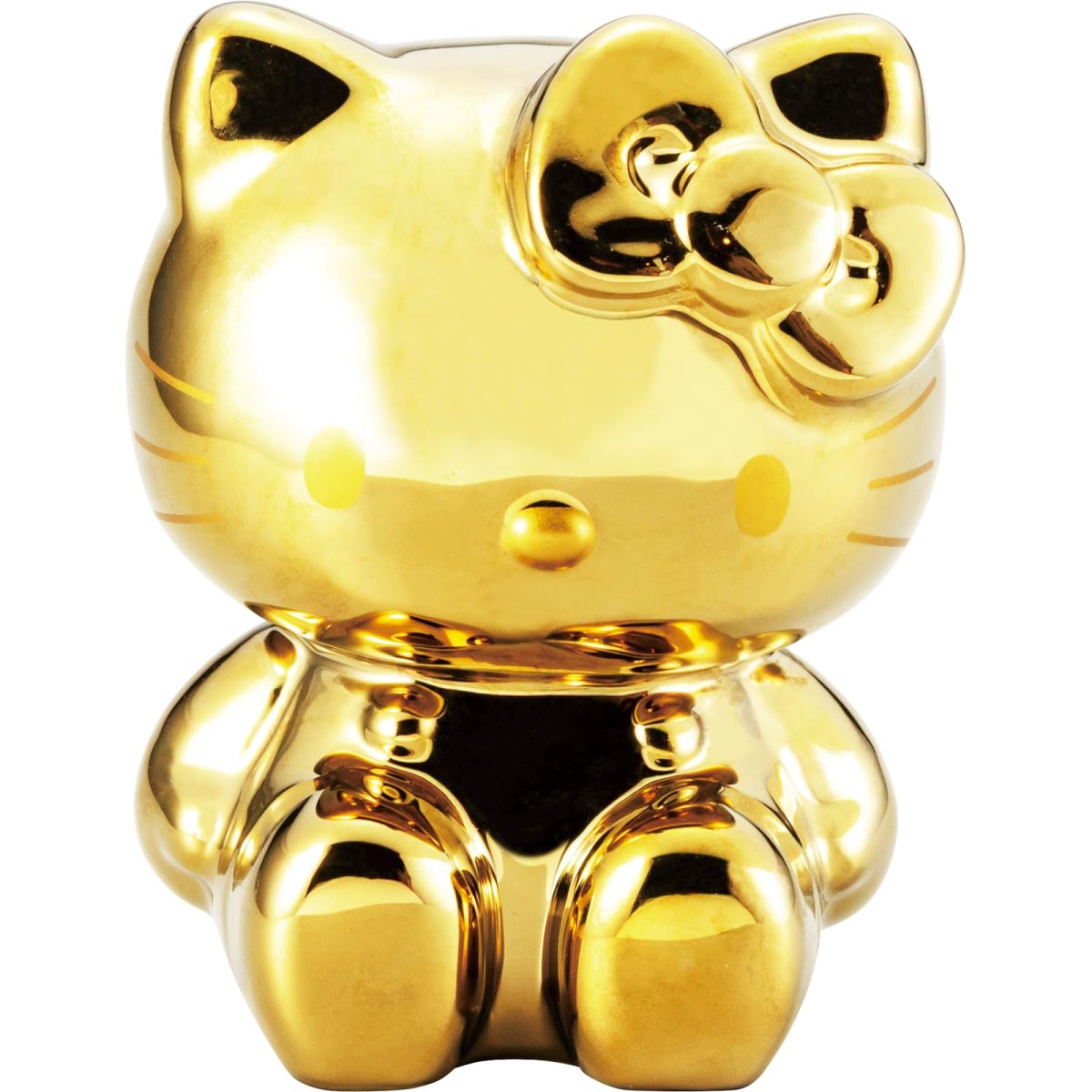 画像1: サンリオ （ＳＡＮＲＩＯ） 「 ハローキティ 」 貯金箱 きらきらゴールド キティ グッズ 雑貨 金 約９×９×１３ｃｍ ＳＡＮ４７７８?１ (1)