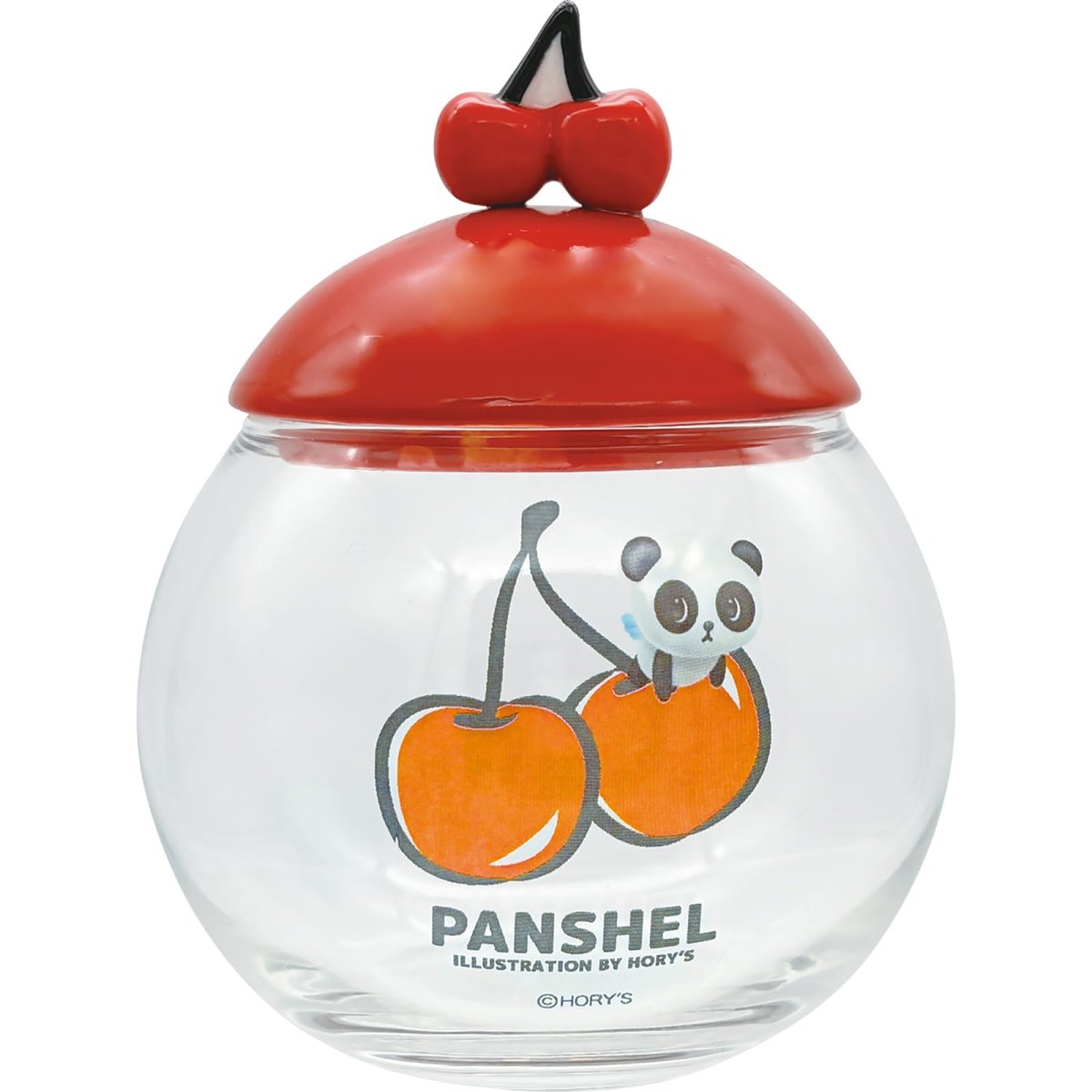 画像1: 「 ＰＡＮＳＨＥＬＳ ＷＯＲＬＤ 公式 」 パンシェル キャンディーポット ガラス 保存容器 キャニスター 蓋付き さくらんぼの取っ手 グッズ パンシェルズワールド 雑貨 食器 赤 ３２０ｍｌ 日本製 ＳＡＮ４８０６ (1)