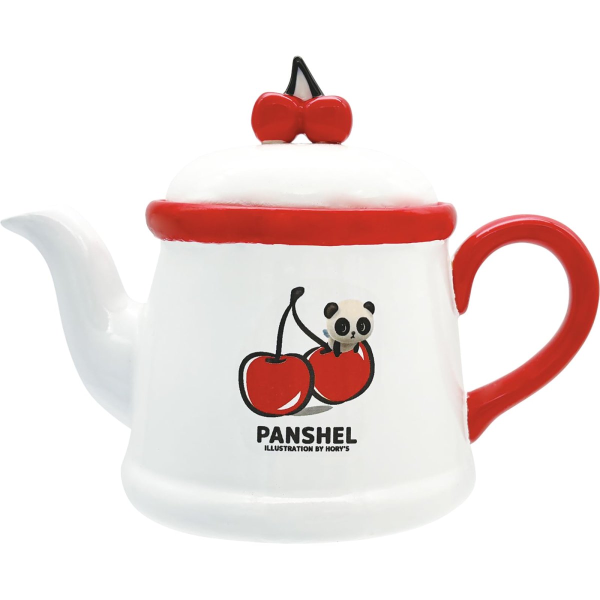 画像1: 「 ＰＡＮＳＨＥＬＳ ＷＯＲＬＤ 公式 」 パンシェル ティーポット 紅茶 ポット さくらんぼの取っ手 グッズ パンシェルズワールド 雑貨 食器 白 ３５０ｍｌ ＳＡＮ４８０７ (1)