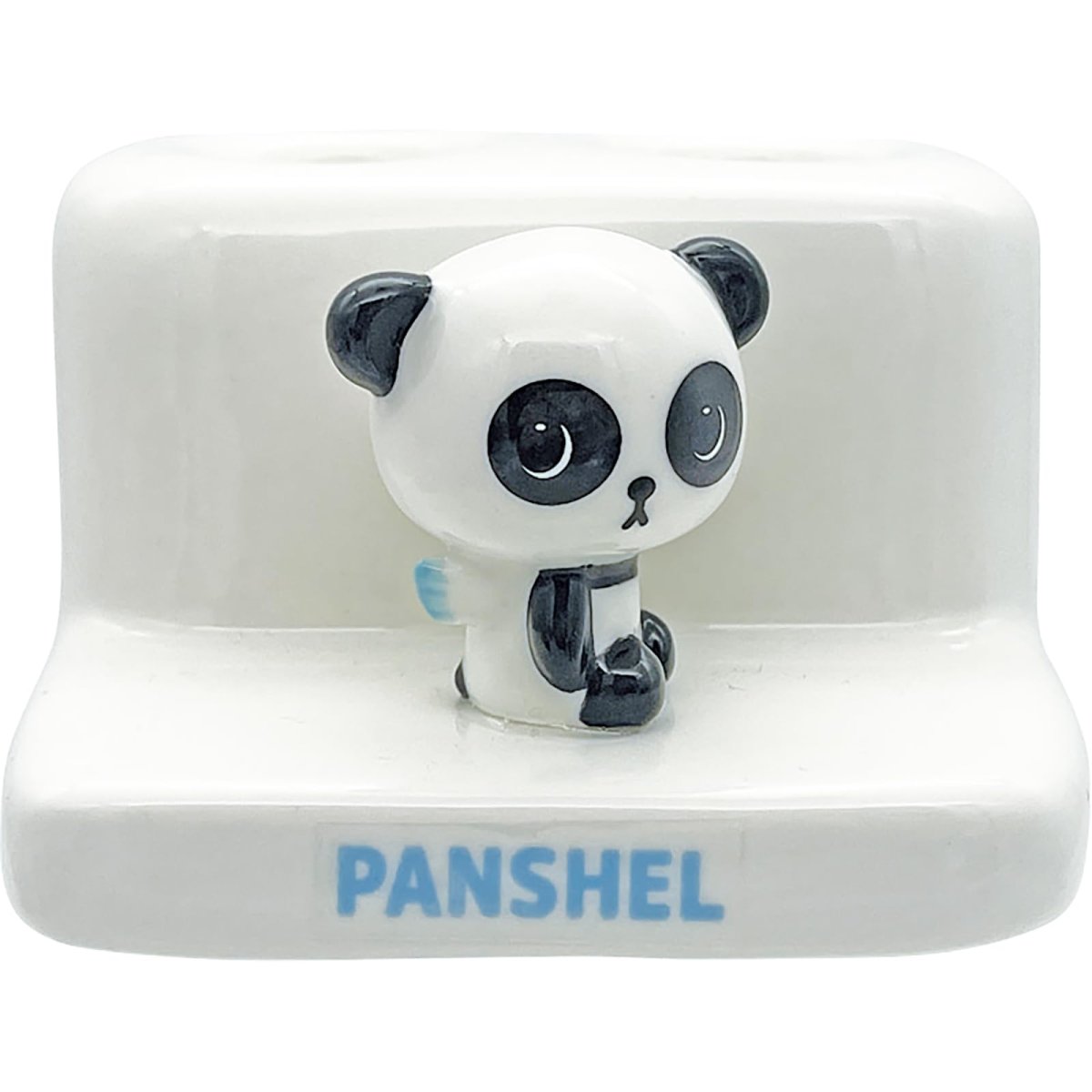 画像1: 「 ＰＡＮＳＨＥＬＳ ＷＯＲＬＤ 公式 」 パンシェル 歯ブラシスタンド 歯ブラシ立て ２本用 磁器 まるごと洗えて汚れにくい グッズ パンシェルズワールド 雑貨 白 約８×７×５ｃｍ ＳＡＮ４８１１ (1)