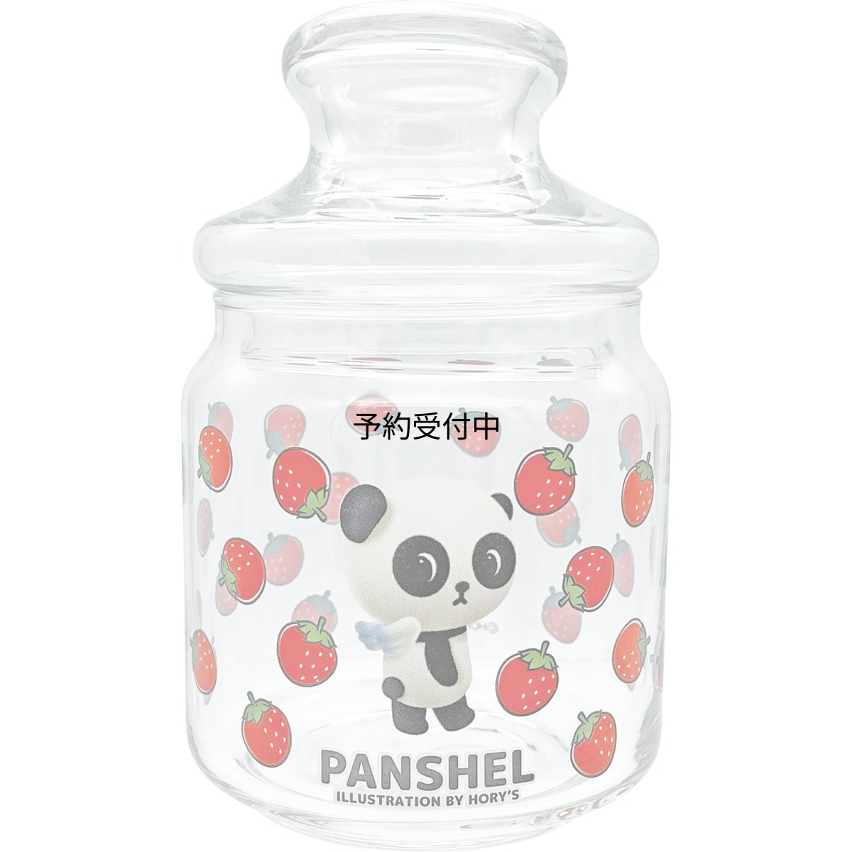 画像1: 「 ＰＡＮＳＨＥＬＳ ＷＯＲＬＤ 公式 」 パンシェル キャンディーポット ガラス 保存容器 キャニスター 蓋付き いちご柄 グッズ パンシェルズワールド 雑貨 食器 クリア 約９×１５ｃｍ ５００ｍｌ ＳＡＮ４８１５ (1)