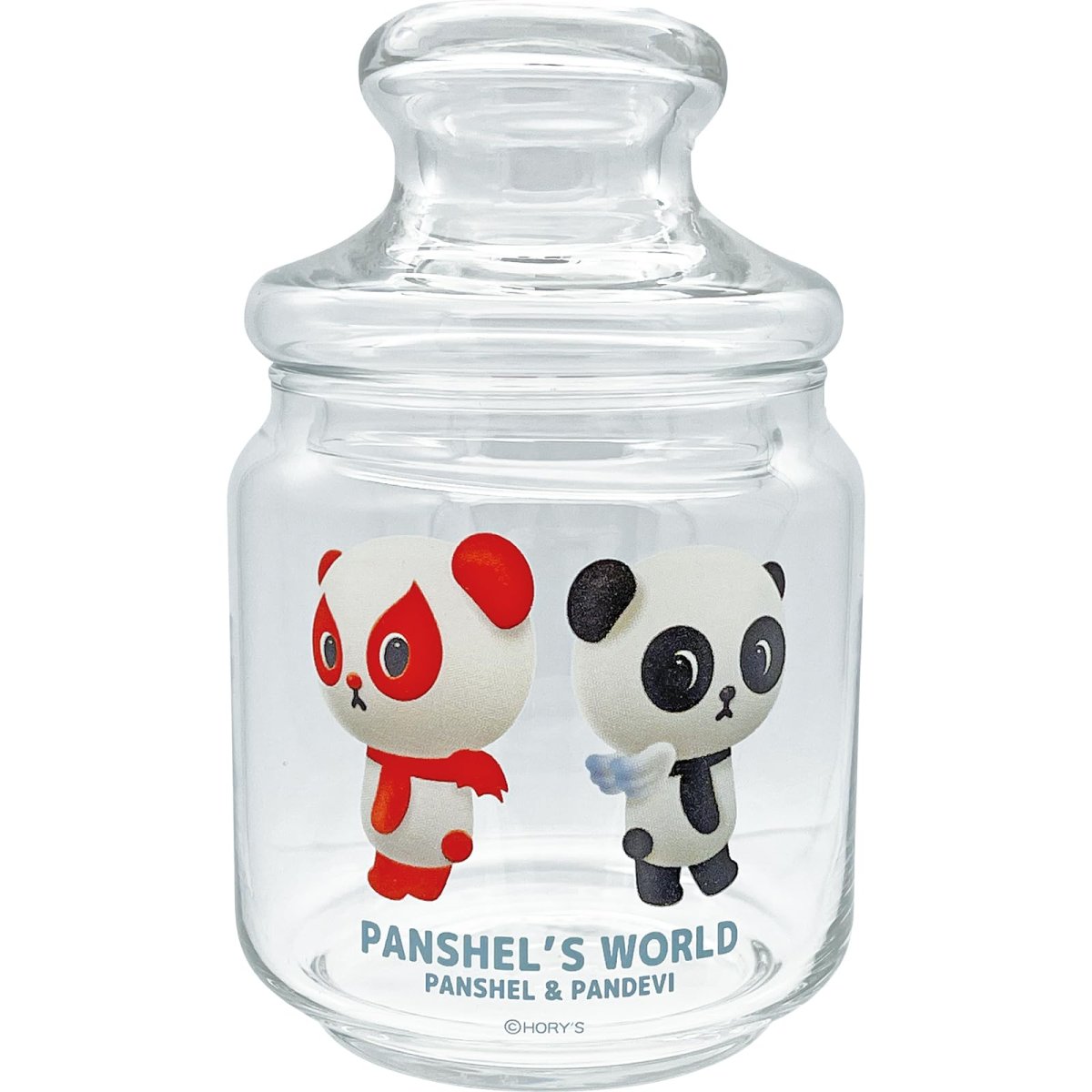 画像1: 「 ＰＡＮＳＨＥＬＳ ＷＯＲＬＤ 公式 」 パンシェル パンデビ キャンディーポット ガラス 保存容器 キャニスター 蓋付き 二人はいつも一緒 グッズ パンシェルズワールド 雑貨 食器 クリア 約９×１５ｃｍ ５００ｍｌ ＳＡＮ４８１４ (1)